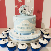 Moon Bear Baptismal (for Boys) Custom Cake