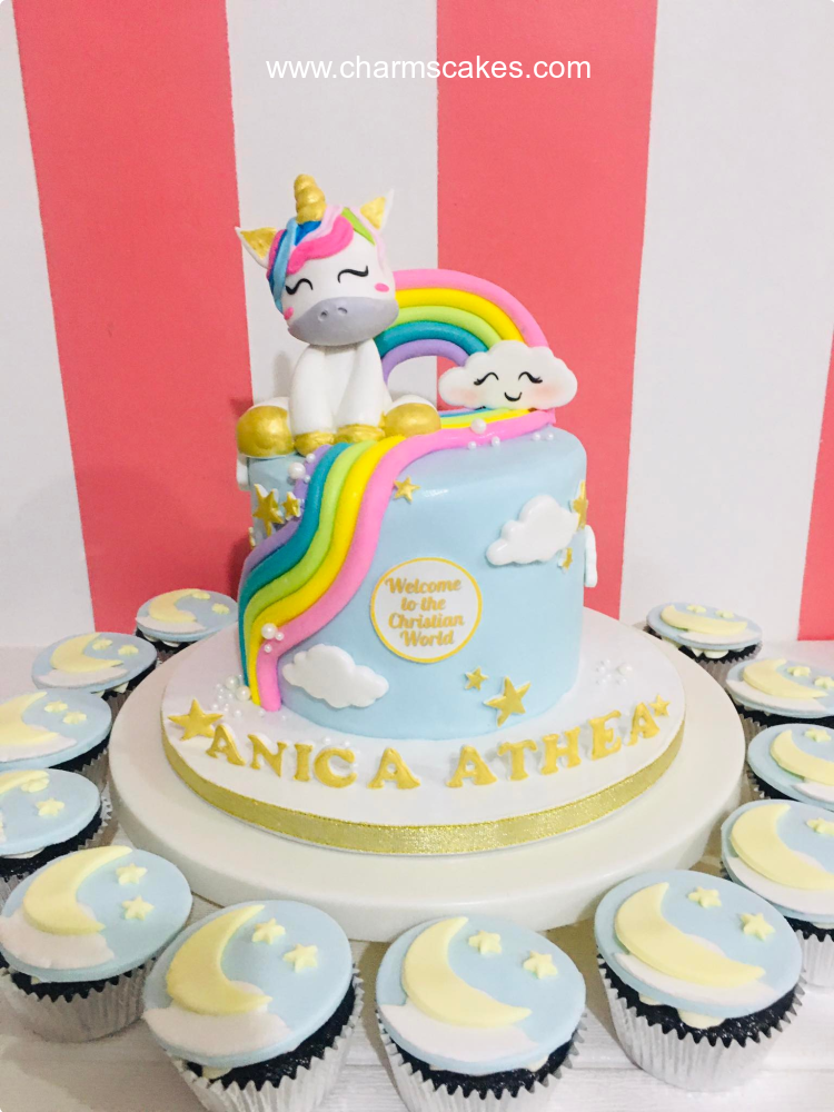 Unicorn Anica Christening Custom Cake