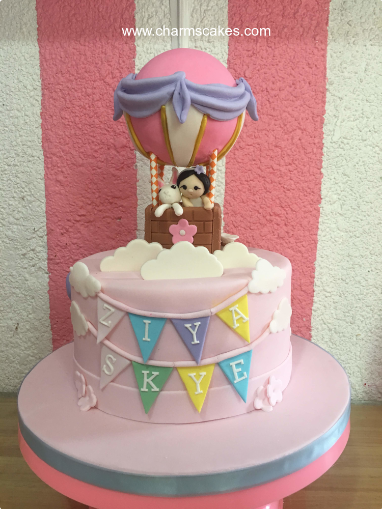 Baptismal Hotair Christening Custom Cake