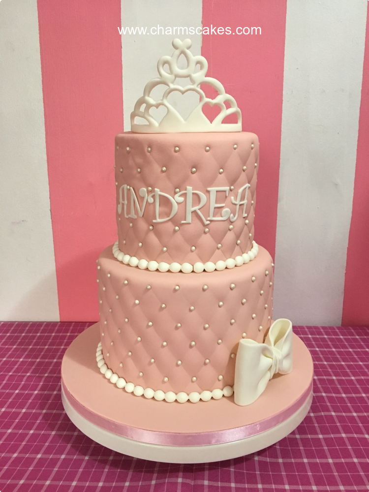 White Crown Christening Custom Cake