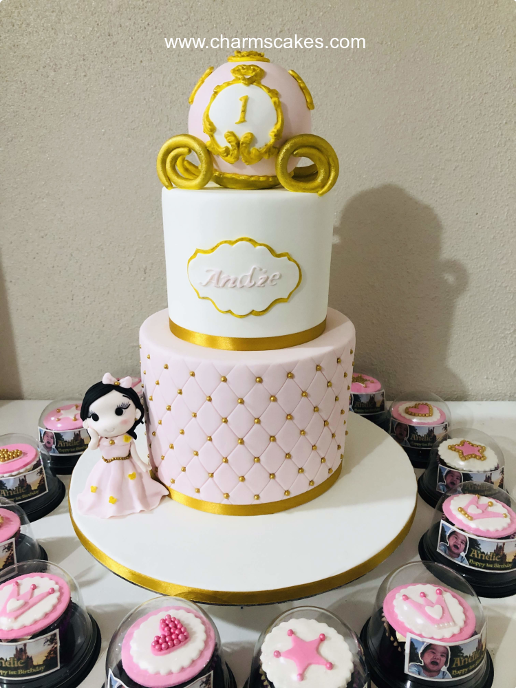 Gold Caroussel Christening Custom Cake