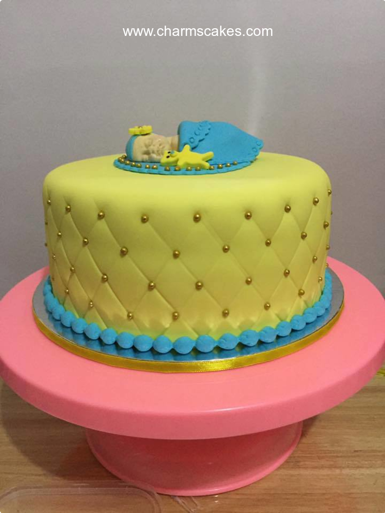 Yellow Christening Custom Cake