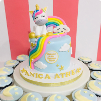 Unicorn Anica Christening Custom Cake