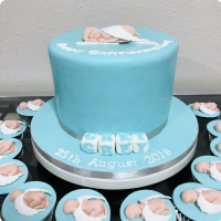 Christening (Grey) Christening Custom Cake