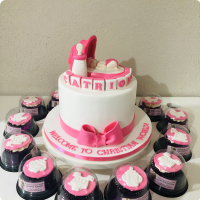 Pink Crib Christening Custom Cake