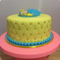 Yellow Christening Custom Cake