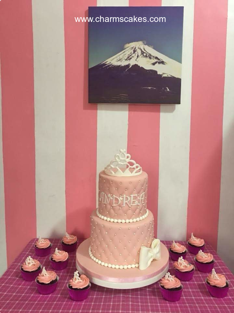 Pink and white Crown Debut Custom Cake