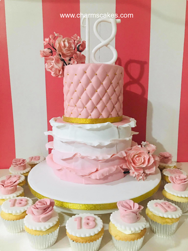 Floral and Ruffles Debut Custom Cake