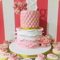 Floral and Ruffles Debut Custom Cake