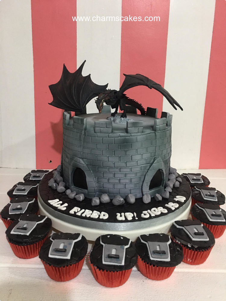 Dragon Castle Dinosaurs Custom Cake