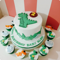 Hello Alon Dinosaurs Custom Cake