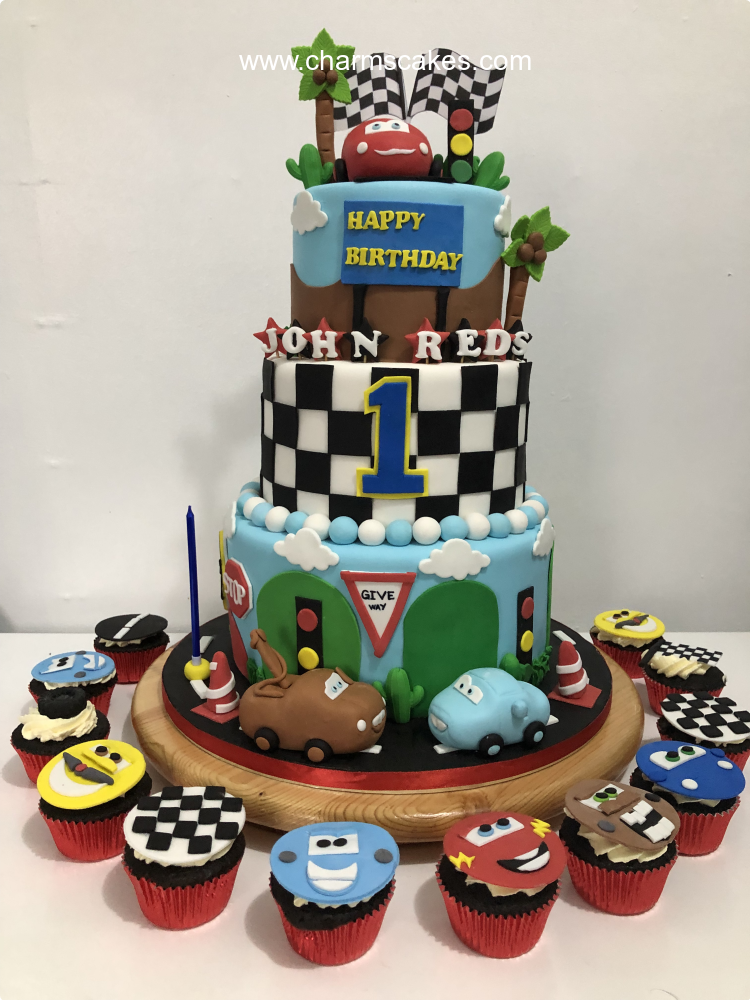 John red Disney Cars Custom Cake