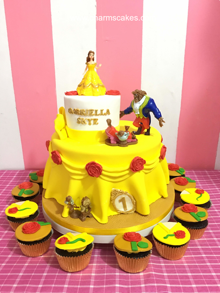 Belle and Beast Princess Custom Cake