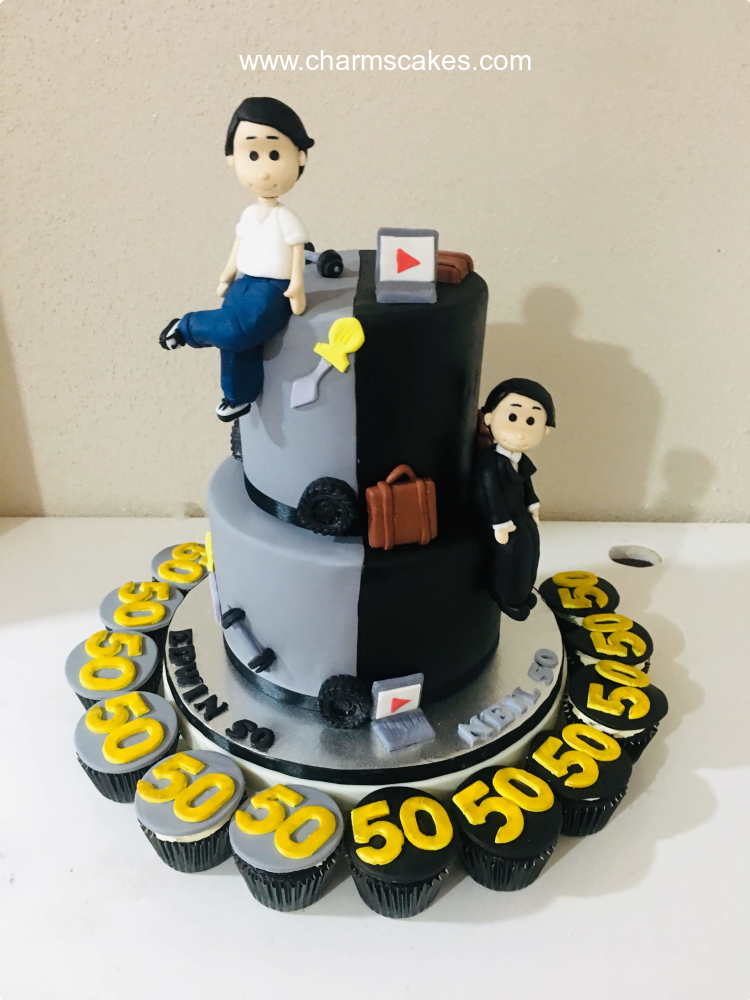 Twin Brothers For Fathers Custom Cake