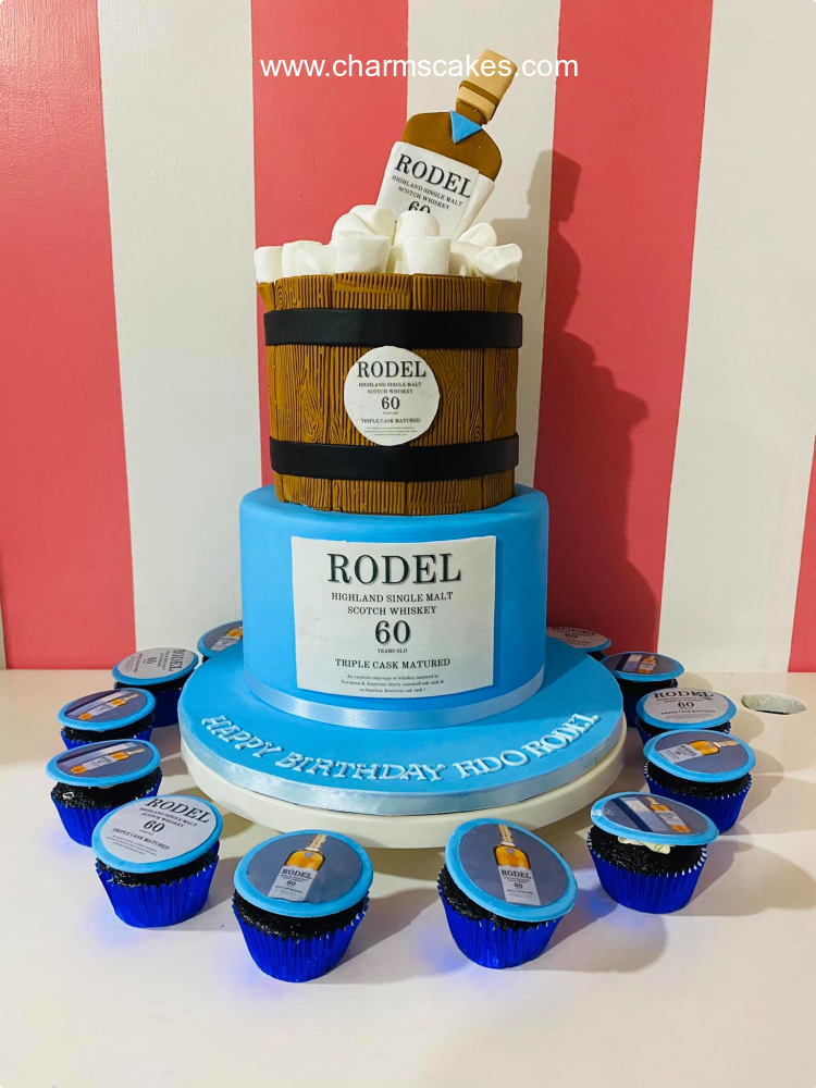 Blue Barrel For Fathers Custom Cake