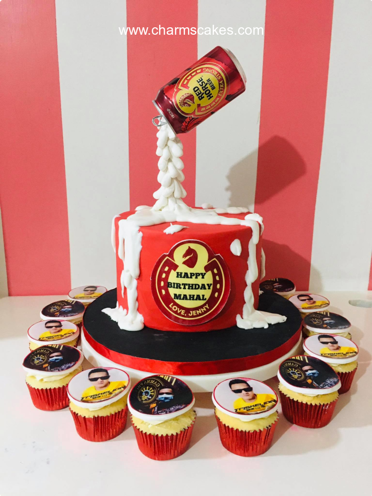 Red Horse Beer For Fathers Custom Cake