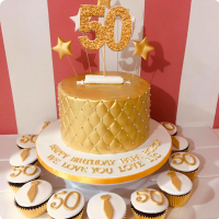 Gold 50 For Fathers Custom Cake