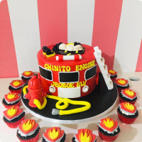 Fireman's Baby Fireman Custom Cake