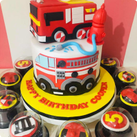 Cooper's Fire Truck Fireman Custom Cake
