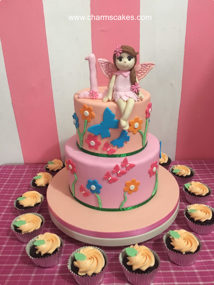 Little Girl Fairy Flowers Custom Cake