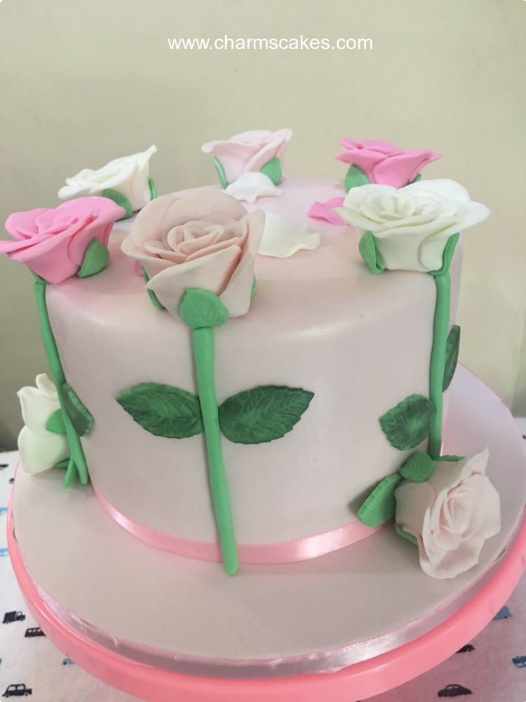 Rose Gold Glossy Birthday Cake - Dough and Cream