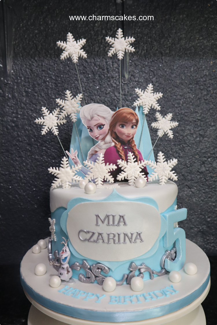 Disney Anna & Elsa Frozen Round Photo Cake Delivery in Delhi NCR -  ₹1,198.00 Cake Express