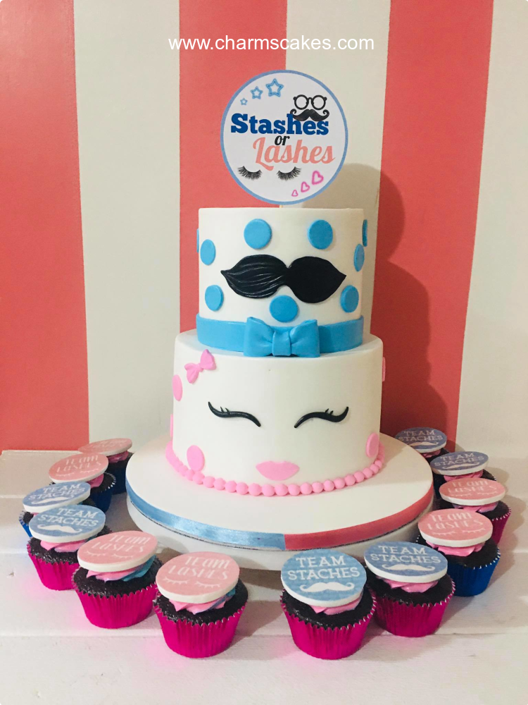 Stashes or Lashes Reveal Gender Reveal Custom Cake