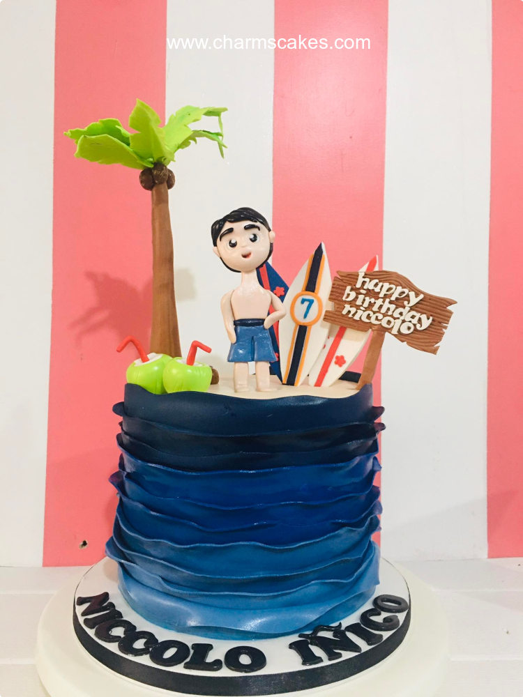 Surfing buddy Beach Custom Cake