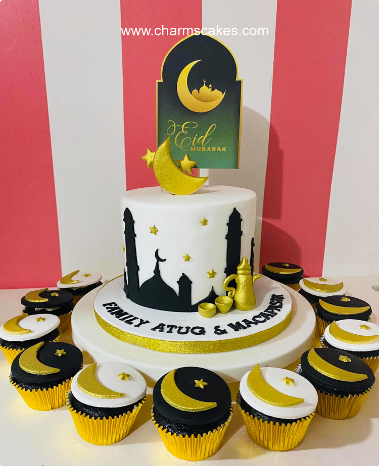 Delicious Ramadan Eid Mubarak cake pink blue pineapple 2kg