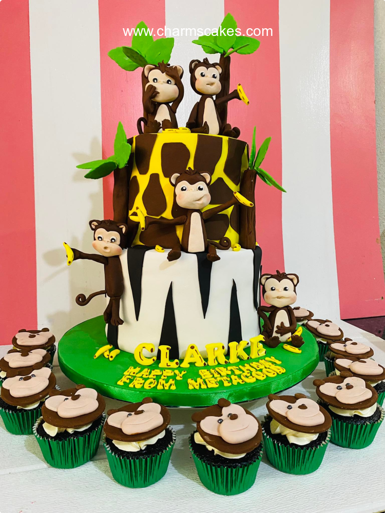 Five Monkeys Jungle Safari Custom Cake