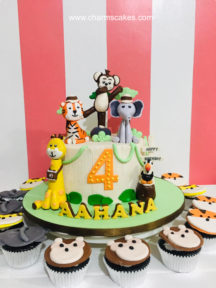 Aahana's Jungle Safari Custom Cake