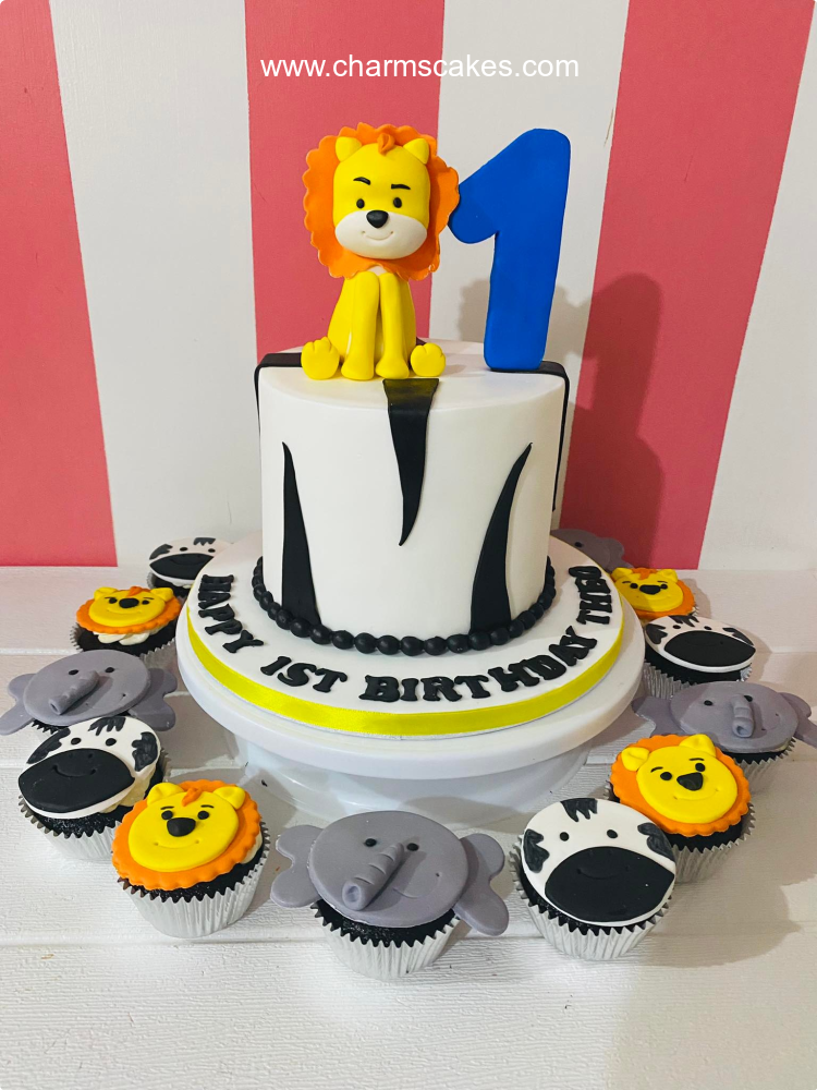 Theo's Lion Jungle Safari Custom Cake