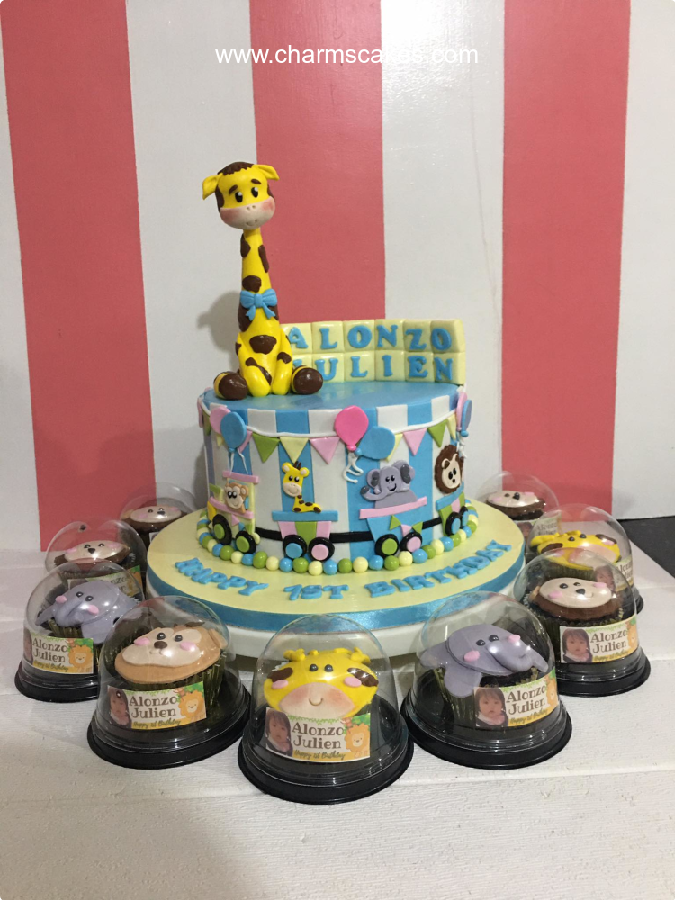 Alonzo's Giraffe Jungle Safari Custom Cake