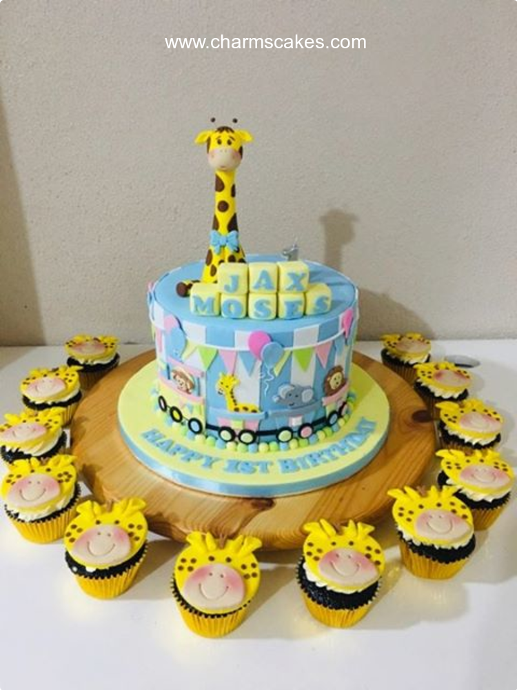 Giraffe Jungle Safari Custom Cake