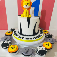 Theo's Lion Jungle Safari Custom Cake