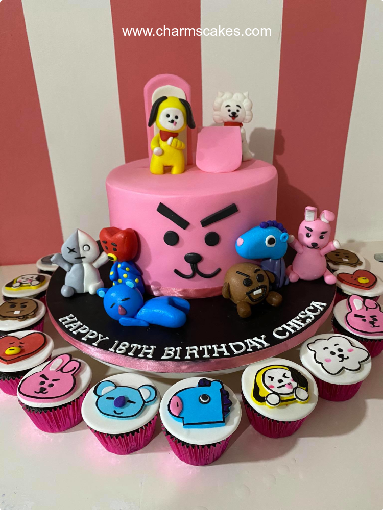 BT21 character cake (time lapse) - YouTube