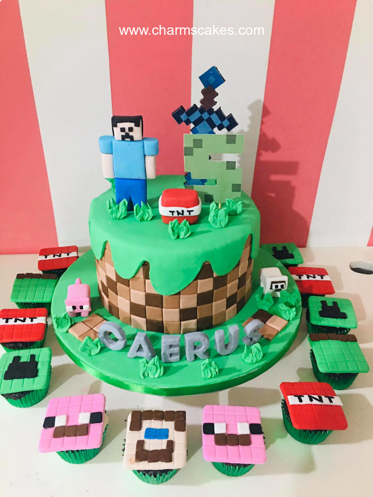 Lego Minecraft Cake, This is how we decorate a Lego Minecra…