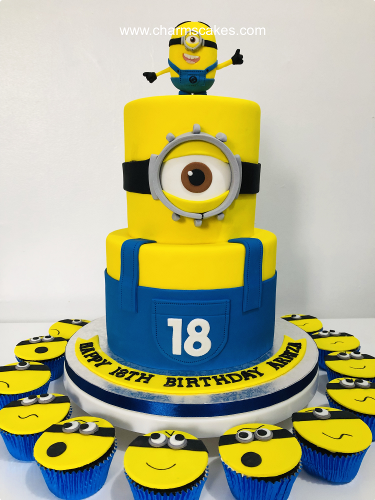 Minion Two Tier Cake – Rumble Grumble Parties