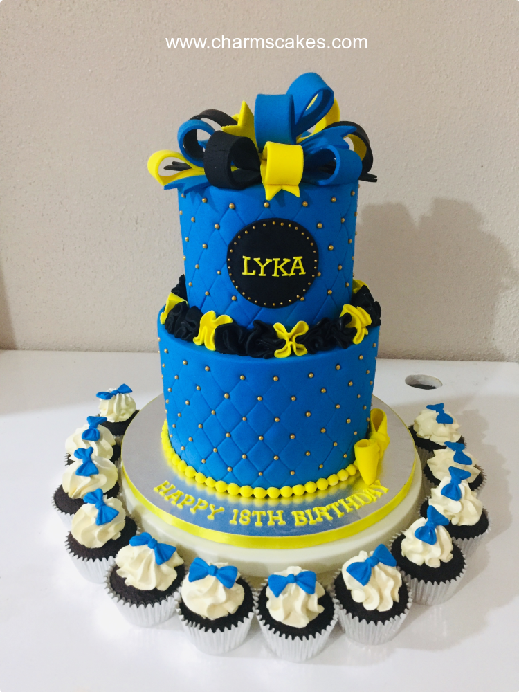 Blue and Black For Mothers Custom Cake