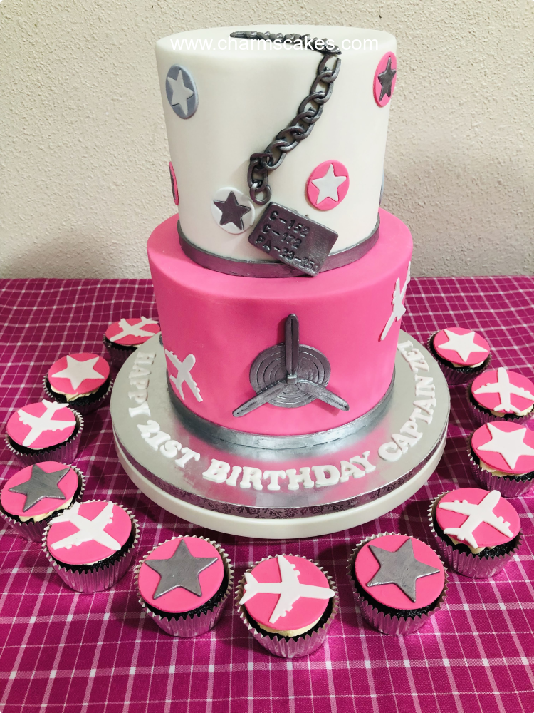 Pilot and  Airplane For Mothers Custom Cake