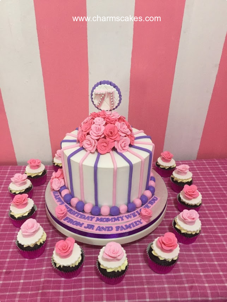 Pink Florals For Mothers Custom Cake