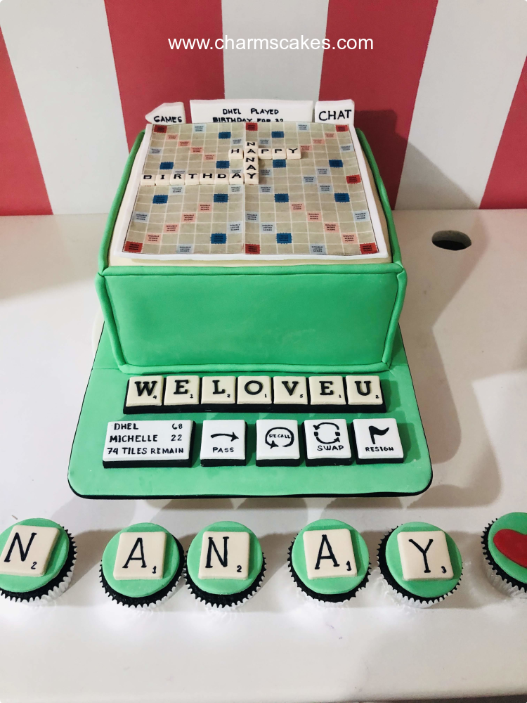 Scrabble For Mothers Custom Cake