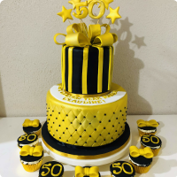 Gold and Fifty For Mothers Cake