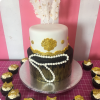 Gold and White Feather For Mothers Custom Cake