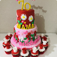 Seventy and Flowers For Mothers Custom Cake