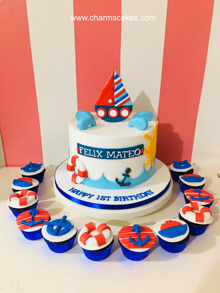 Nautical Theme 1st Birthday Cake No.K071 - Creative Cakes