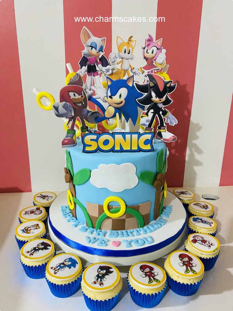 Classic Sonic The Hedgehog Photo Cake