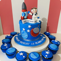 Young Astronaut Outer Space Custom Cake