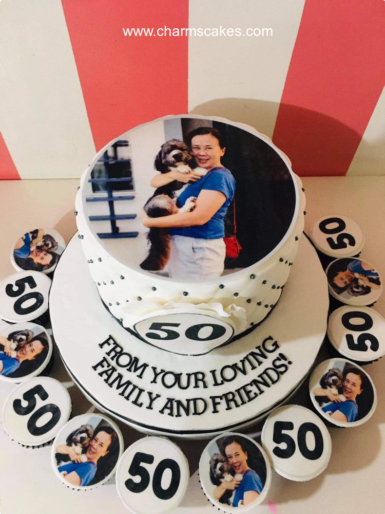 On her 50th Photos Custom Cake