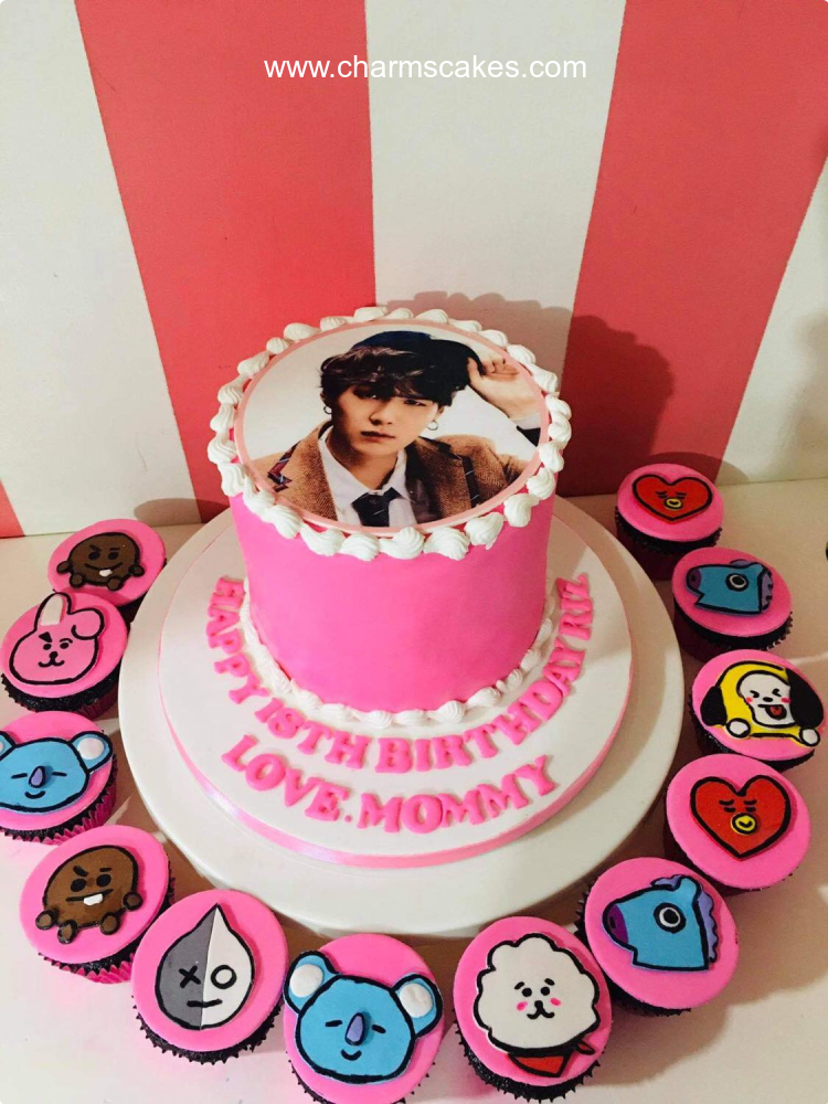 Young Kpop Photos Custom Cake